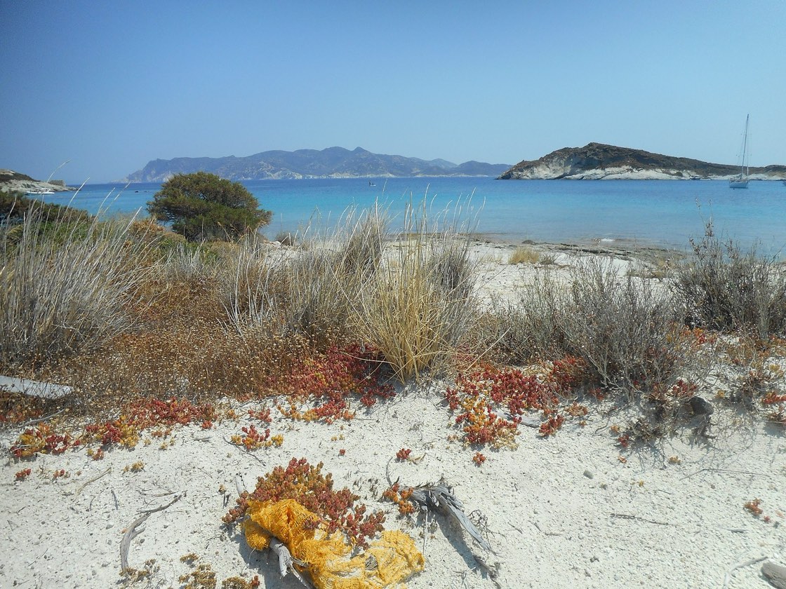 The white sand and turquoise water of Prassa beach on Kimolos